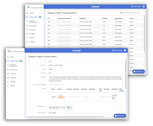 View all recordings in The Car Wash CRM platform
